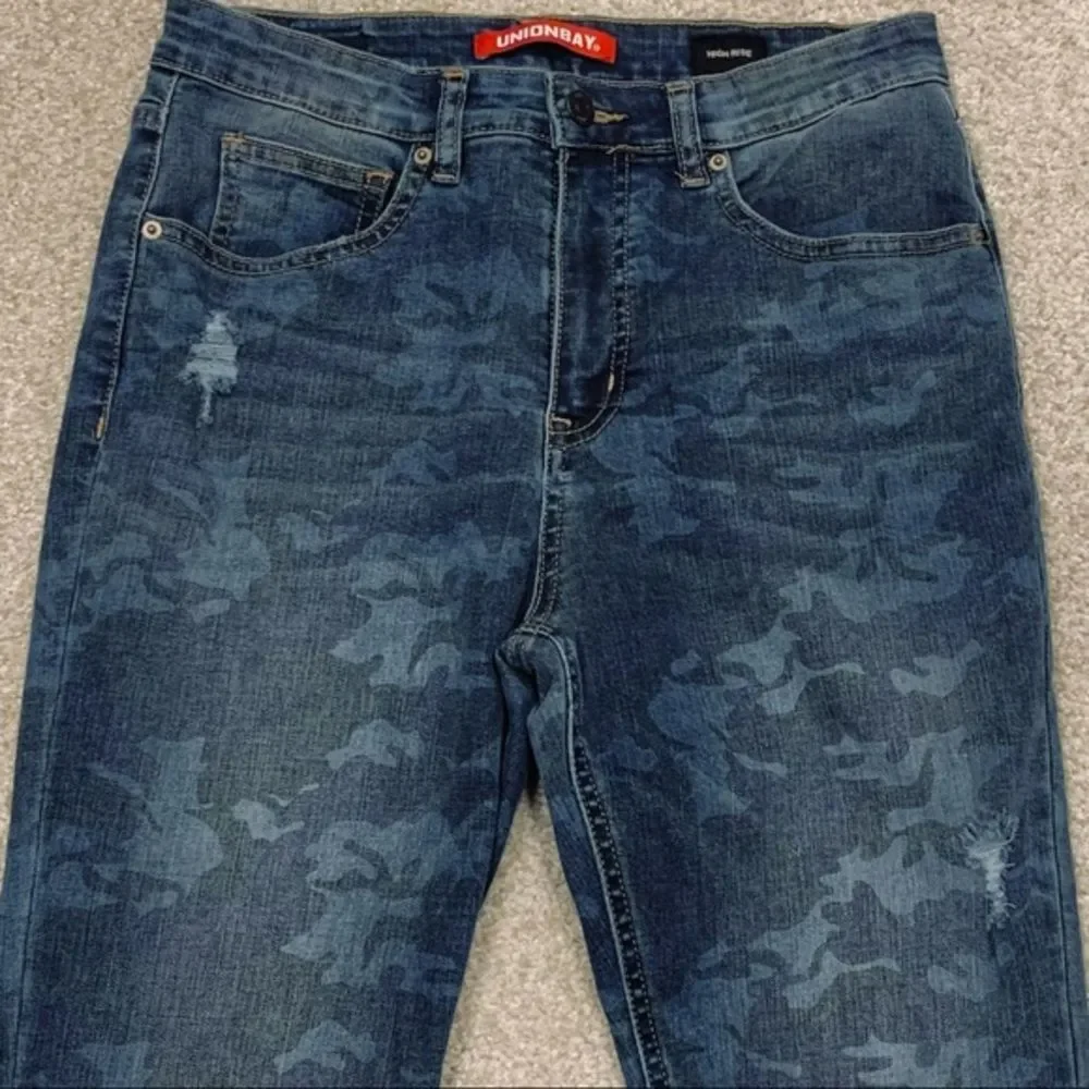 Unionbay High Rise Blue Camo Skinny Jeans 9 - Picture 4 of 16